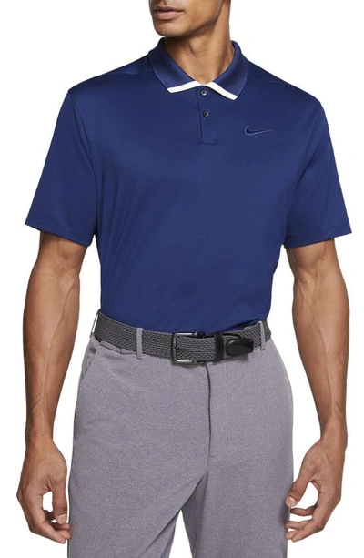 Nike Vapor Dri-fit Short Sleeve Golf Polo In Blue Void,white,blue Void