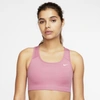 Nike Swoosh Women's Medium-support Non-padded Sports Bra (magic Flamingo) - Clearance Sale In Magic Flamingo,pure,white