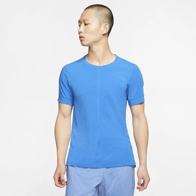 Nike Yoga Dri-fit Men's Short-sleeve Top (battle Blue) - Clearance Sale In Battle Blue,black
