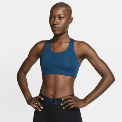 Nike Swoosh Women's Medium-support 1-piece Pad Sports Bra In Blue