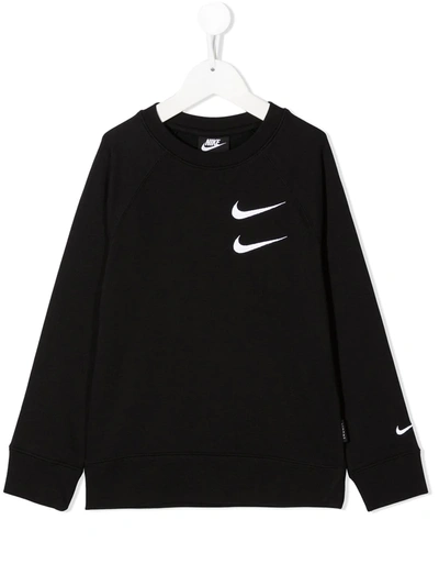 Nike Sportswear Swoosh Big Kids' (boys') French Terry Crew (black)