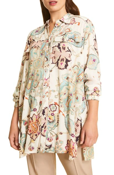 Marina Rinaldi Fuso Abstract Floral Print Shirt In Ecru