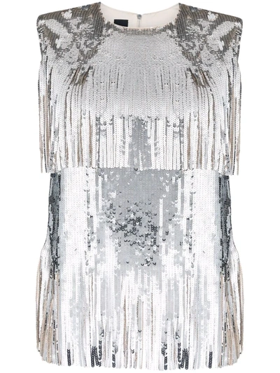 Pinko Embellished Sleeveless Top In Silver