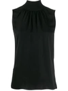 Theory High Neck Sleeveless Blouse In Black