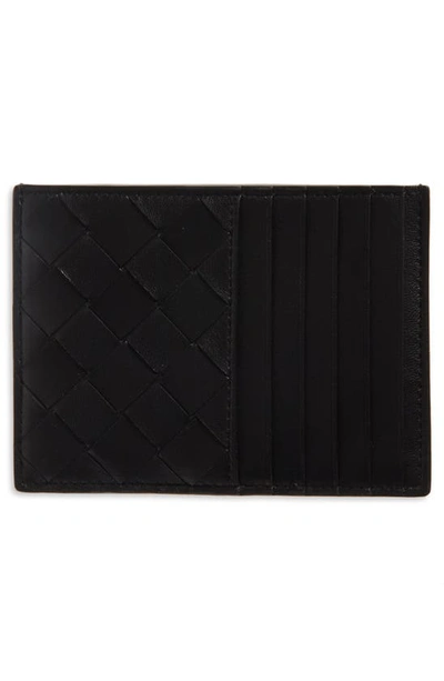 Bottega Veneta Intrecciato Leather Card Case In Nero/ Silver