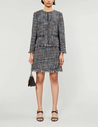 Ted Baker Honoraa Frayed Boucle Jacket In Black