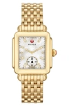 Michele Deco Mid Diamond Dial Watch Head & Bracelet, 29mm In Gold/white
