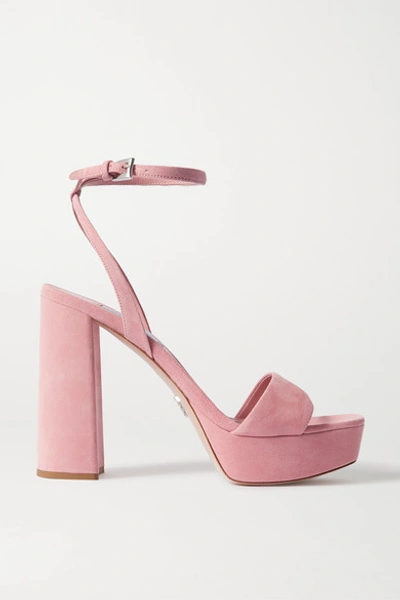 Prada 115 Suede Platform Sandals In Loto