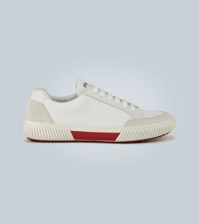 Prada Suede And Nylon Sneakers In White