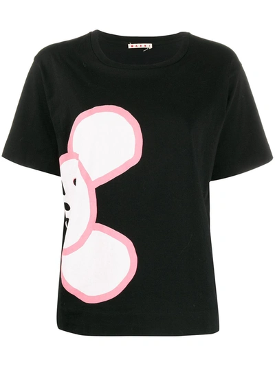 Marni T-shirt In Cotone Mouse E Logo In Black
