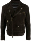 Dsquared2 Suede Biker-style Jacket In Dark Brown
