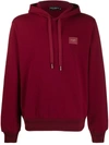 Dolce & Gabbana Logo Plaque Hoodie In Red