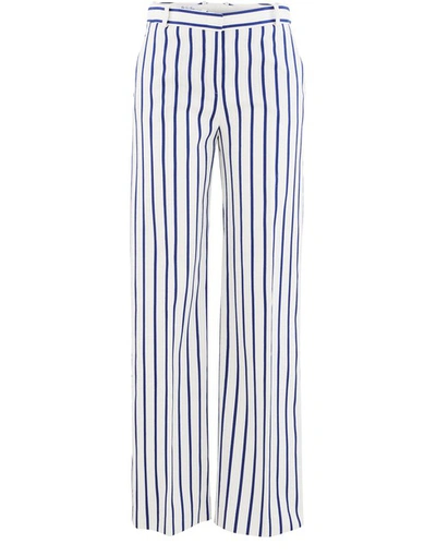 Loro Piana Morrocan Lines Trousers In White Blue