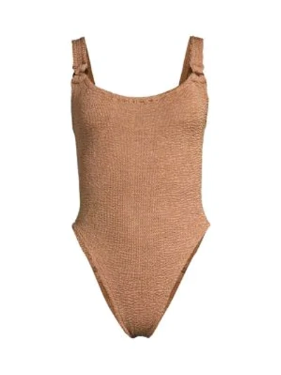 Hunza G Domino One-piece Swimsuit In Brown