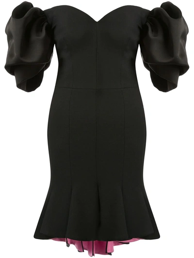 Alexander Mcqueen Off-the-shoulder Wool-blend Mini Dress In Black