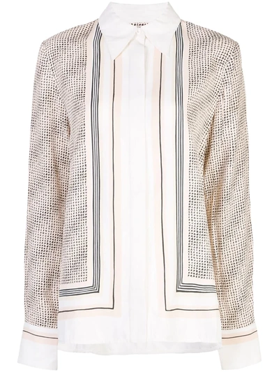Proenza Schouler Long-sleeved Printed Button-down In Peach White Dove Scarf