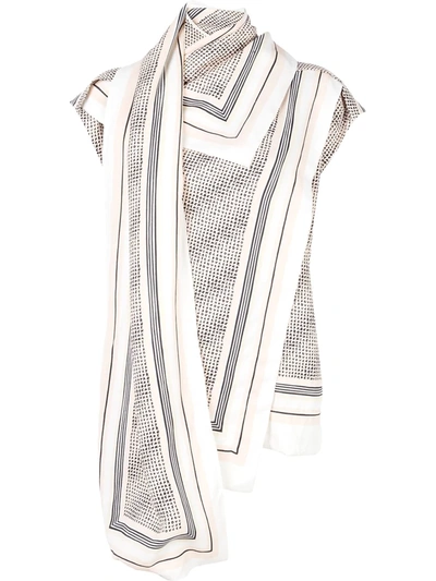 Proenza Schouler Border Print Scarf Top In Neutrals