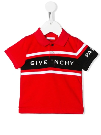 Givenchy Babies' Logo Print Polo Shirt In Red