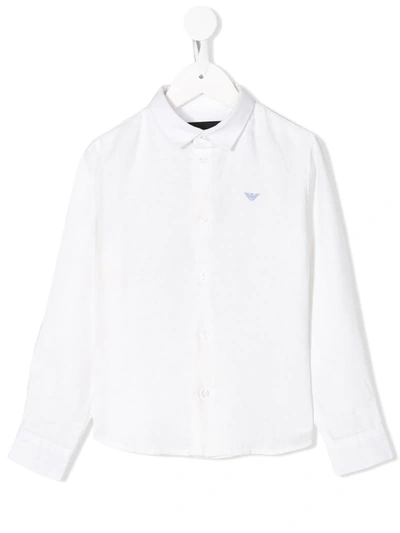 Emporio Armani Teen Long-sleeve Linen Shirt In White