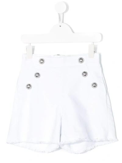 Balmain Teen Button-detail Sequin-embellished Shorts In White