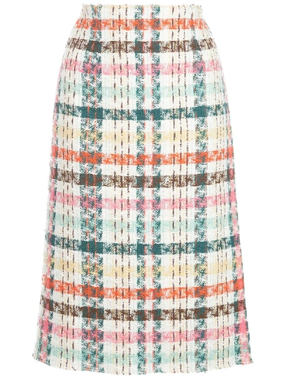 Oscar De La Renta Spring Tweed Pencil Skirt In Peacock Multi