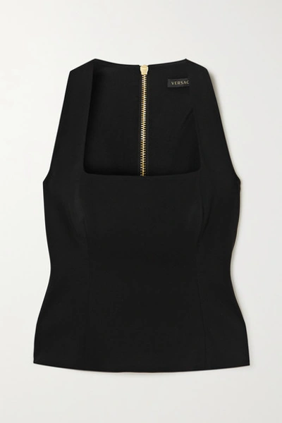 Versace Sleeveless Stretch-silk Bustier Top In Nero