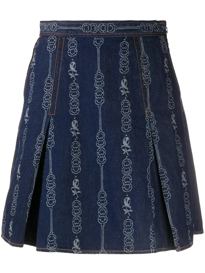 Tory Burch Gemini Jacquard Denim Mini A-line Skirt In Gemini Link Bloom Jacquard