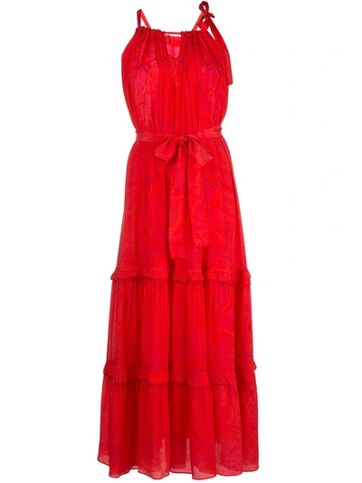 Chufy Huancayo Halter Lace Eyelet Maxi Dress In Red