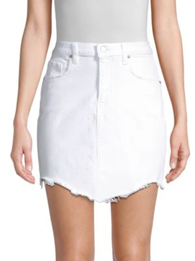 Hudson Lulu Fringe Hem Denim Skirt In White