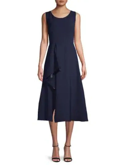 Carmen Marc Valvo Infusion Crepe Fit & Flare Dress In Navy