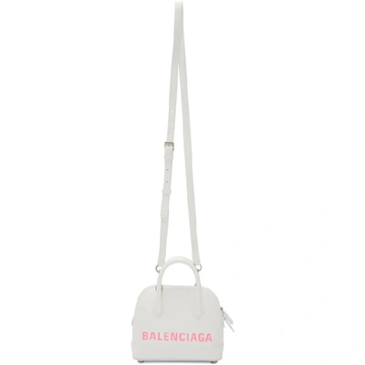 Balenciaga Extra Small Ville Aj Calfskin Top Handle Dome Satchel In 9066 White