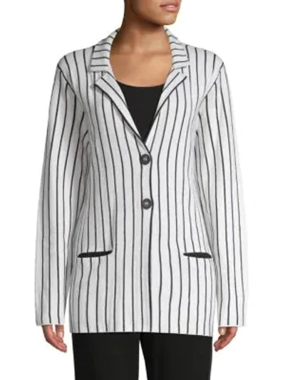 Barbara Lohmann Milena Striped Cashmere Blazer In Black White
