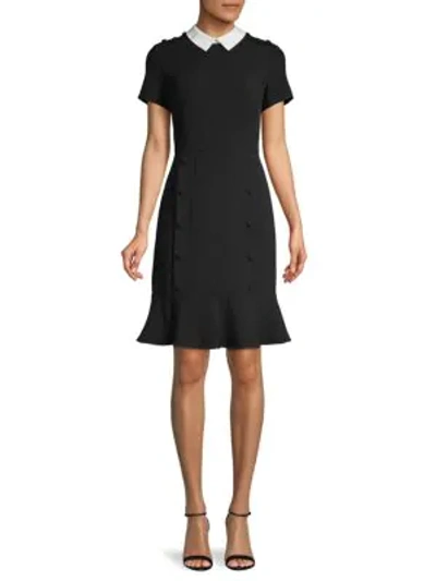 Karl Lagerfeld Short-sleeve Mini Dress In Black Ivory