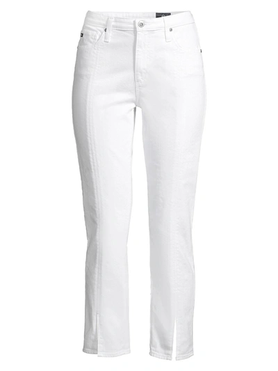 Ag Isabelle High-rise Straight Split Hem Crop Jeans In White