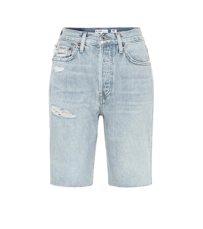 Re/done 80s Long High-rise Denim Shorts In Blue
