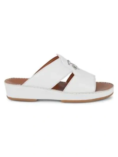 Bally Hakman Leather Slide Sandals In White