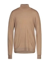 Grey Daniele Alessandrini Turtlenecks In Camel