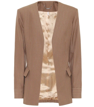 Chloé Pinstripe Wool Long-sleeve V-neck Single-breasted Blazer Jacket In Neutrals