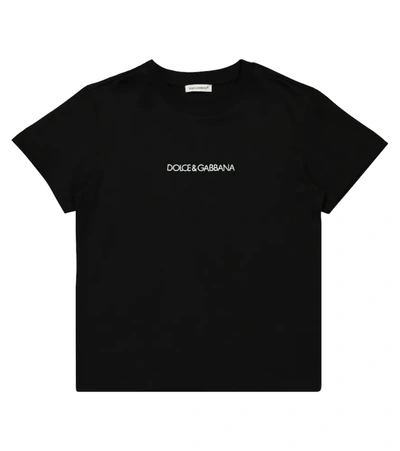Dolce & Gabbana Kids' Logo-print Short-sleeve Cotton T-shirt In Black