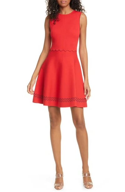 Ted Baker Cloeei Scallop Detail Sleeveless Fit-&-flare Dress In Red