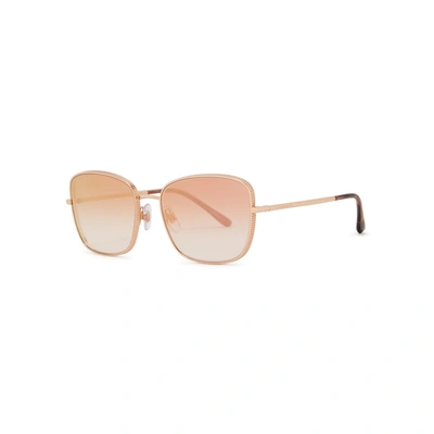 Dolce & Gabbana Rose Gold-tone Square-frame Sunglasses