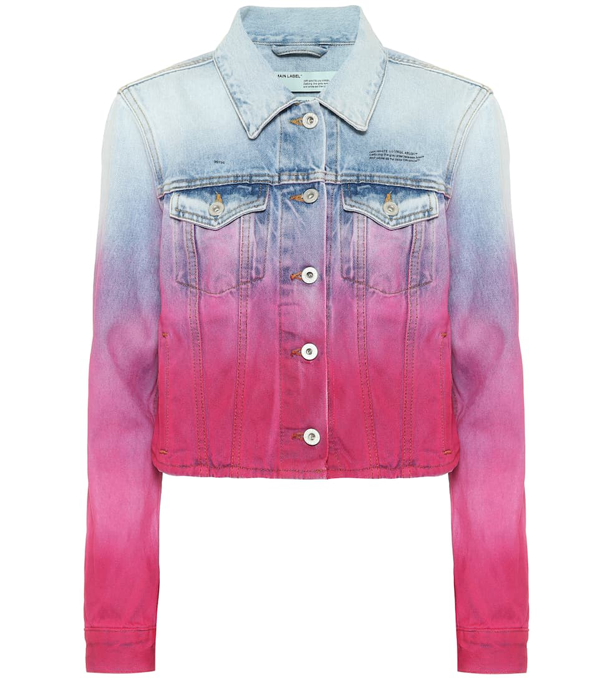 Off-white Spray Paint-effect Denim Jacket In Blue/pink In 蓝色 | ModeSens