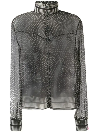 Rag & Bone Libby Printed Button-front Silk Top In Black