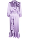 Cinq À Sept Cinq A Sept Silk Tie-neck Belted Midi Dress In Lavender Mist