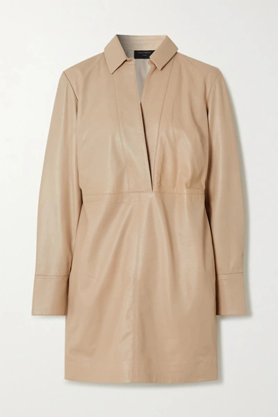 equipment leather dress Riannon Mini In Beige bodycon leather mini dress