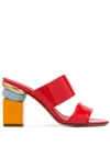 Ferragamo Women's Lotten Geometric-heel Patent Leather Mules In Arid Coral