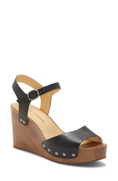 Lucky Brand Women's Zashti Wedge Sandals Women's Shoes In Black Leather