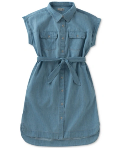 Calvin Klein Kids' Big Girls Chambray Shirtdress In Chambray Blue