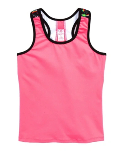 Girl Power Sport Kids' Little Girls Active Racer Back Tank With Husky Pup In Pink