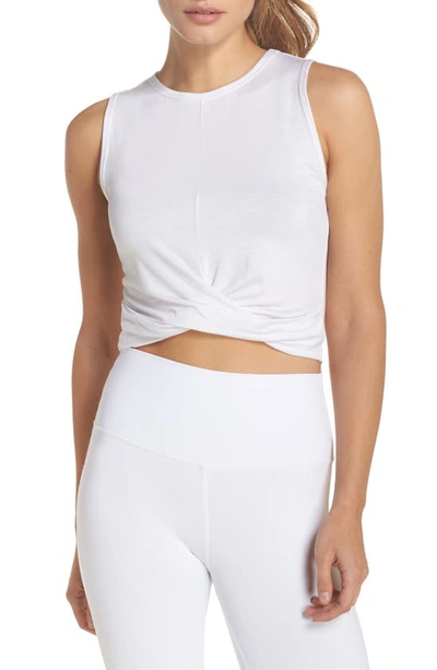 Alo Yoga Cover Cropped Draped Stretch-jersey Tank In White